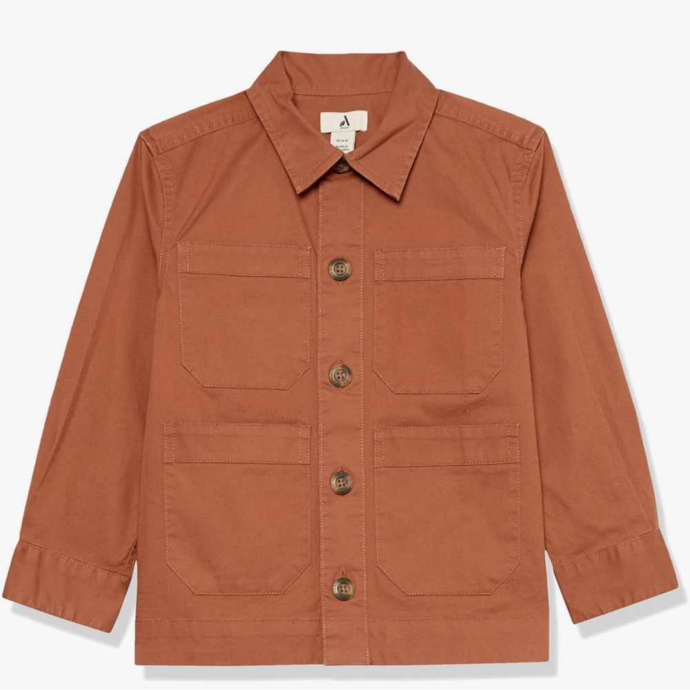 Amazon Essentials Boys' Cotton-Blend Utility Long Sleeve Shirt size M(8)